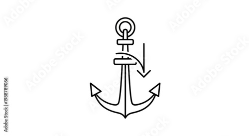 Anchor icon, nautical symbol, sea travel, maritime, marine, shipping, boat equipment, vector illustration