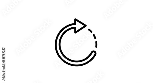 Circular arrow icon indicating refresh, reload, or repeat action on white background