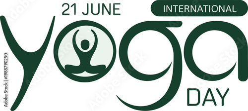 International Yoga Day 21 June logo with meditating figure