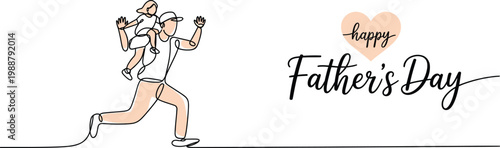 Father's Day illustration with father carrying child on shoulders