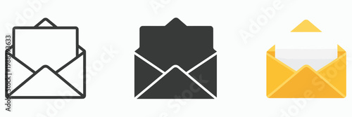 Envelope Icons Message Email Letter Open Closed Mail Communication Line Glyph Flat Vector Illustration Design Isolated Background
