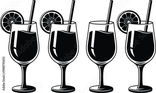 Margarita cocktail icon. Cocktail margarita glass icons set. Line and flat icon - stock vector.