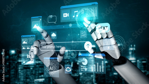 Prompt driven AI interface enabling text, image vision, audio and media video data neural asset and tool in smart creation chat workspace edit. Future NLP AI native visual reasoning omni model. Corpus