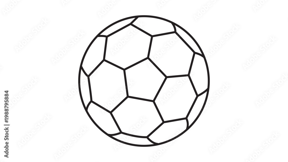 Fototapeta premium Minimalist Soccer Ball Vector Icon with Editable Stroke; Clean Black Line Illustration of a Classic Football on a White Background for Sports Branding, Web Design, and Modern Graphic Projects.