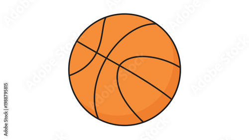 Modern Flat Basketball Vector Icon Illustration with Editable Stroke. A clean orange ball design on a white background, ideal for sports equipment, team branding, and athletic competition graphics.