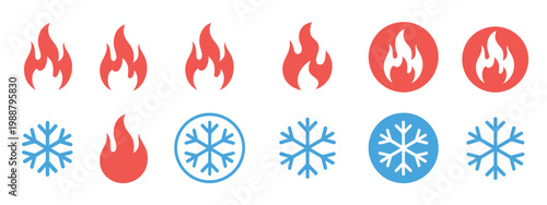 Fire Snowflake Temperature Icon Hot Cold Settings Climate Control Thermometer Vector Illustration Design Isolated Background