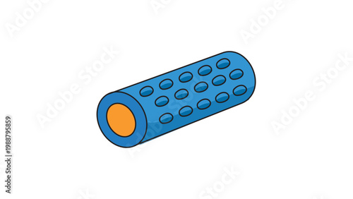 Foam Roller Vector Icon Illustration with Editable Stroke. A modern flat vector icon on a white background representing a cylindrical textured foam roller for fitness and muscle recovery.