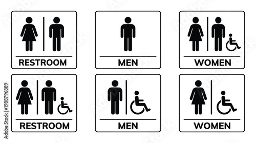 Restroom, toilet signs