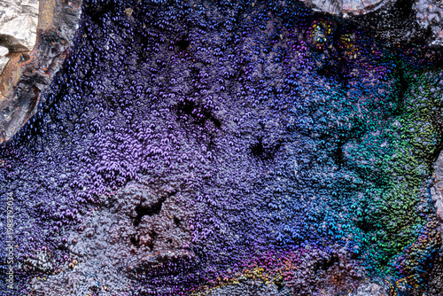 iridescent Goethite. Specimen from Rouvière, St-Marguerite-Lafgière, Ardèche, France. Micro photography extreme close-up. microscope mineral crystal photography for Scientific use.