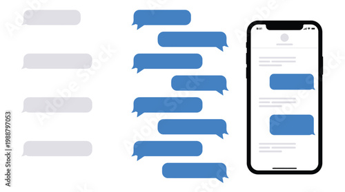 Smart Phone chatting sms template bubbles. Place your own text to the message clouds. Compose dialogues using samples bubbles.