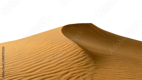 Foto Golden sand dune with rippled texture, isolated on transparent background