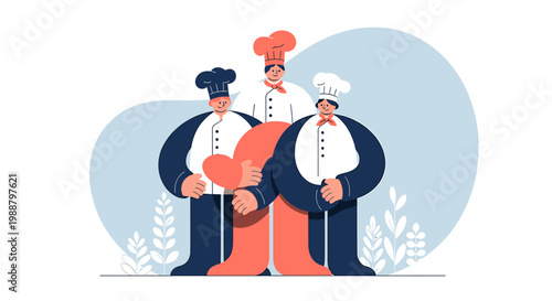 Three Chefs Standing Together Professionally.