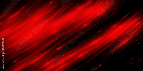 Fiery abstract composition, featuring dynamic diagonal streaks of radiant red light. The artwork radiates a sense of energy.