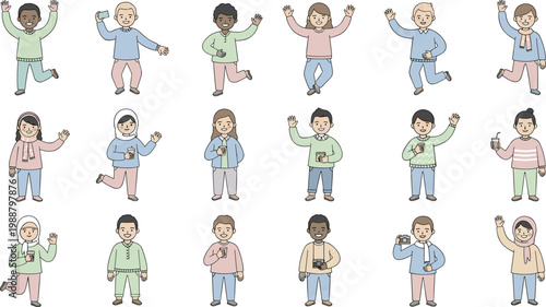Colorful vector illustration of diverse people symbolizing friendliness and social interaction