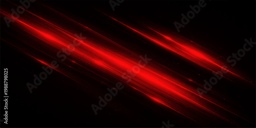 Dynamic red light streaks slash across a sleek black backdrop, creating a captivating display of speed and energy, perfect for representing high technology.