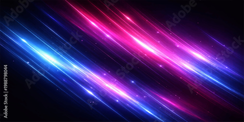 Dynamic interplay of vibrant light streaks in shades of blue and pink, creating a visually captivating and energetic abstract composition. 