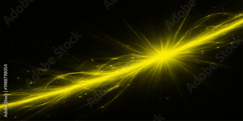 illuminating yellow light ray streaks powerfully across a dark expanse, emanating energy and visual dynamism. the image showcases the pure essence of light and energy.