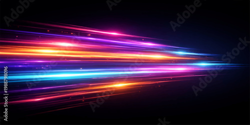 dynamic streaks of light, a vibrant explosion of color, creating a captivating visual of speed and energy, evoking feelings of movement and technological advancement.