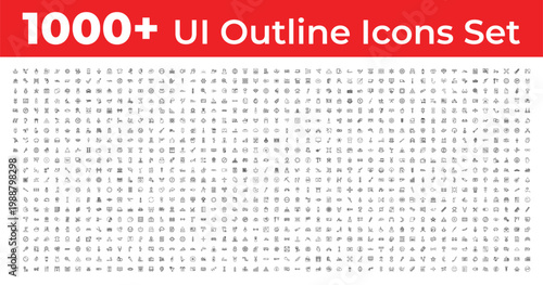 Mega Set of 1000 outline icons - industrial action, isotonic, stop. editable vector for web and mobile ui. Multipurpose collection