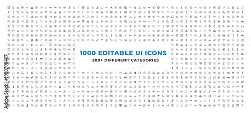 Mega Set of 1000 outline icons - sell, employment, profiling. editable vector for web and mobile ui. Multipurpose collection