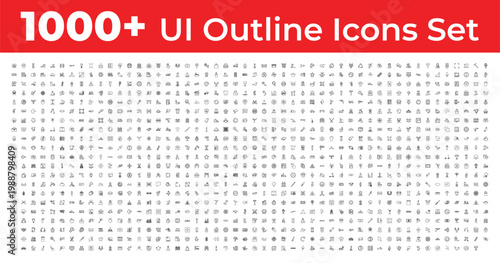 Mega Set of 1000 outline icons - solar panels, roll, bladder. editable vector for web and mobile ui. Multipurpose collection