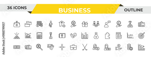 outline business icons set - nails, email contacts, money searcher. editable vector for web and mobile ui