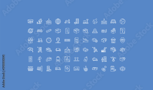 outline delivery and logistic icons set - delivery weighing, delivery box, x ray. editable vector for web and mobile ui