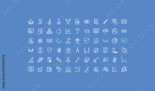 outline education icons set - combination, chemistry funnel, check mark. editable vector for web and mobile ui
