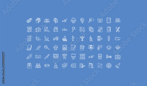 outline education icons set - earth globe, magnification lens, data funnelling. editable vector for web and mobile ui