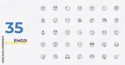 outline emoji icons set - liar emoji, hypnotized emoji, sleep editable vector for web and mobile ui