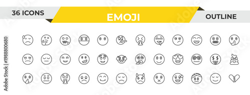 outline emoji icons set - puking emoji, imagine emoji, vomit editable vector for web and mobile ui
