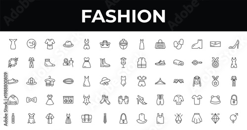 outline fashion icons set - small toolbox, , black and white. editable vector for web and mobile ui