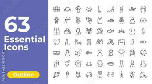 outline fashion icons set - style, women sleeveless shirt, neck gaiter. editable vector for web and mobile ui