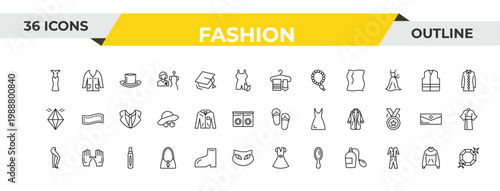 outline fashion icons set - ties on hanger, coat with pockets, spray bottle. editable vector for web and mobile ui