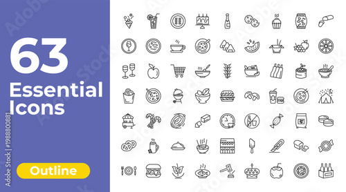 outline food icons set - celebration cake, japanese sushi, polvoron. editable vector for web and mobile ui