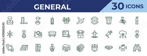 outline general icons set - organism, bio technology, crypto-exchange. editable vector for web and mobile ui