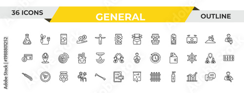 outline general icons set - weight loss, water sensor, data engineering. editable vector for web and mobile ui
