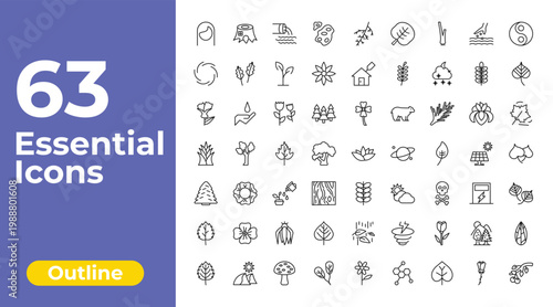 outline nature icons set - asteroids, house for rent, flower seeds. editable vector for web and mobile ui