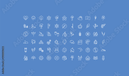 outline nature icons set - pin cherry tree, reniform, palmatelly. editable vector for web and mobile ui