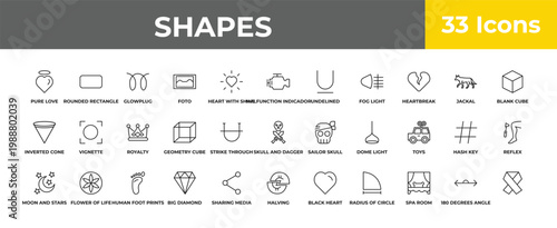 outline shapes icons set - royalty, flower of life, . editable vector for web and mobile ui