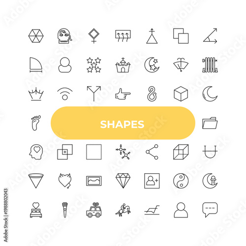 outline shapes icons set - reign, paint selection, followers. editable vector for web and mobile ui