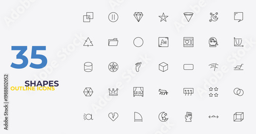 outline shapes icons set - function, windshield defrost, geometry cube. editable vector for web and mobile ui