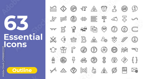 outline signs icons set - square root, align right, parenthesis. editable vector for web and mobile ui