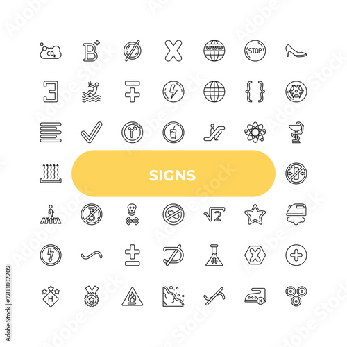 outline signs icons set - align right, no hoist, radioactive elements. editable vector for web and mobile ui