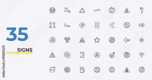 outline signs icons set - identical to, panels, traffic. editable vector for web and mobile ui