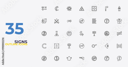 outline signs icons set - femenine, male, info. editable vector for web and mobile ui