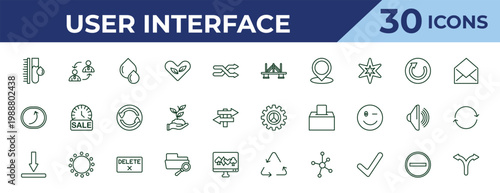 outline user interface icons set - bridge, spinning left arrow, bottom. editable vector for web and mobile ui