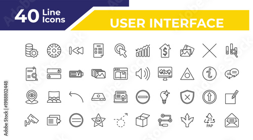 outline user interface icons set - search file, tracking, vigilance. editable vector for web and mobile ui