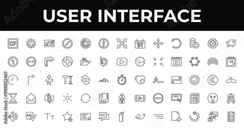 outline user interface icons set - curvy road warning, daily calendar day 14, add to favorite. editable vector for web and mobile ui
