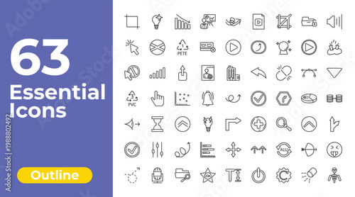 outline user interface icons set - person explaining data, right arrow play button, insolent. editable vector for web and mobile ui